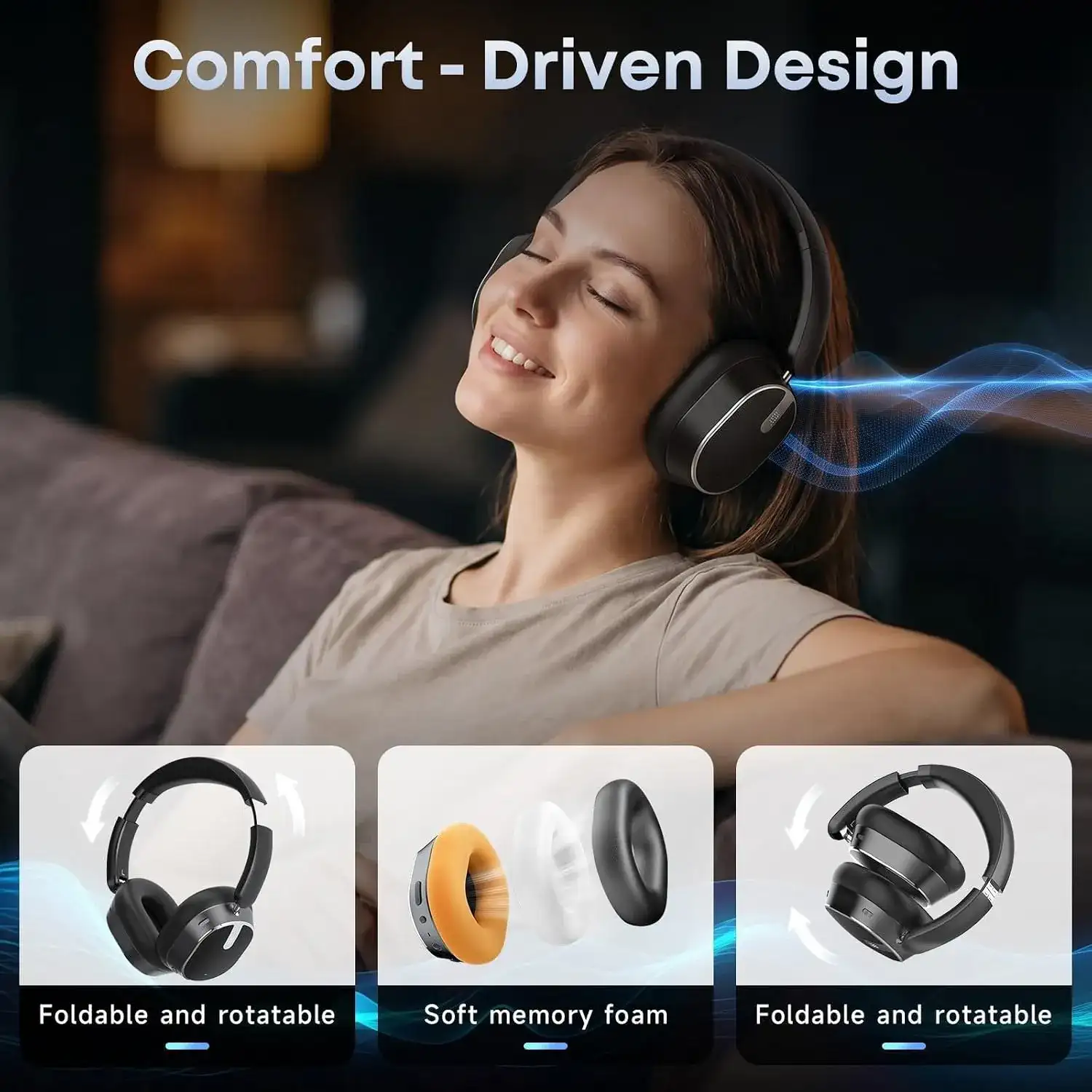 Hybrid Active Noise Cancelling Bluetooth Headphones Wireless Headphones - Image 5