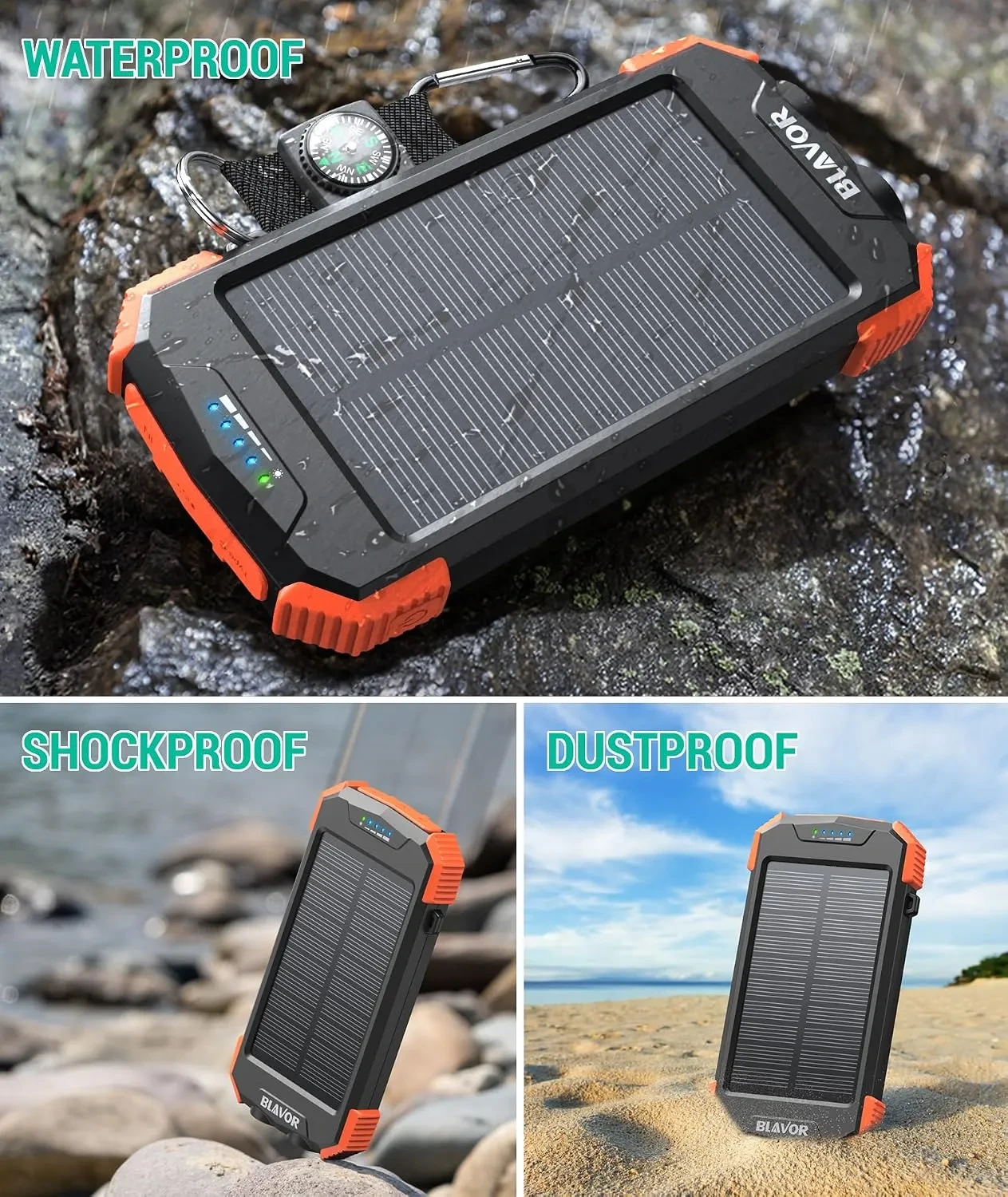 BLAVOR Solar Power Bank 10,000mAh with Wireless & 20W Fast Charging - Image 6