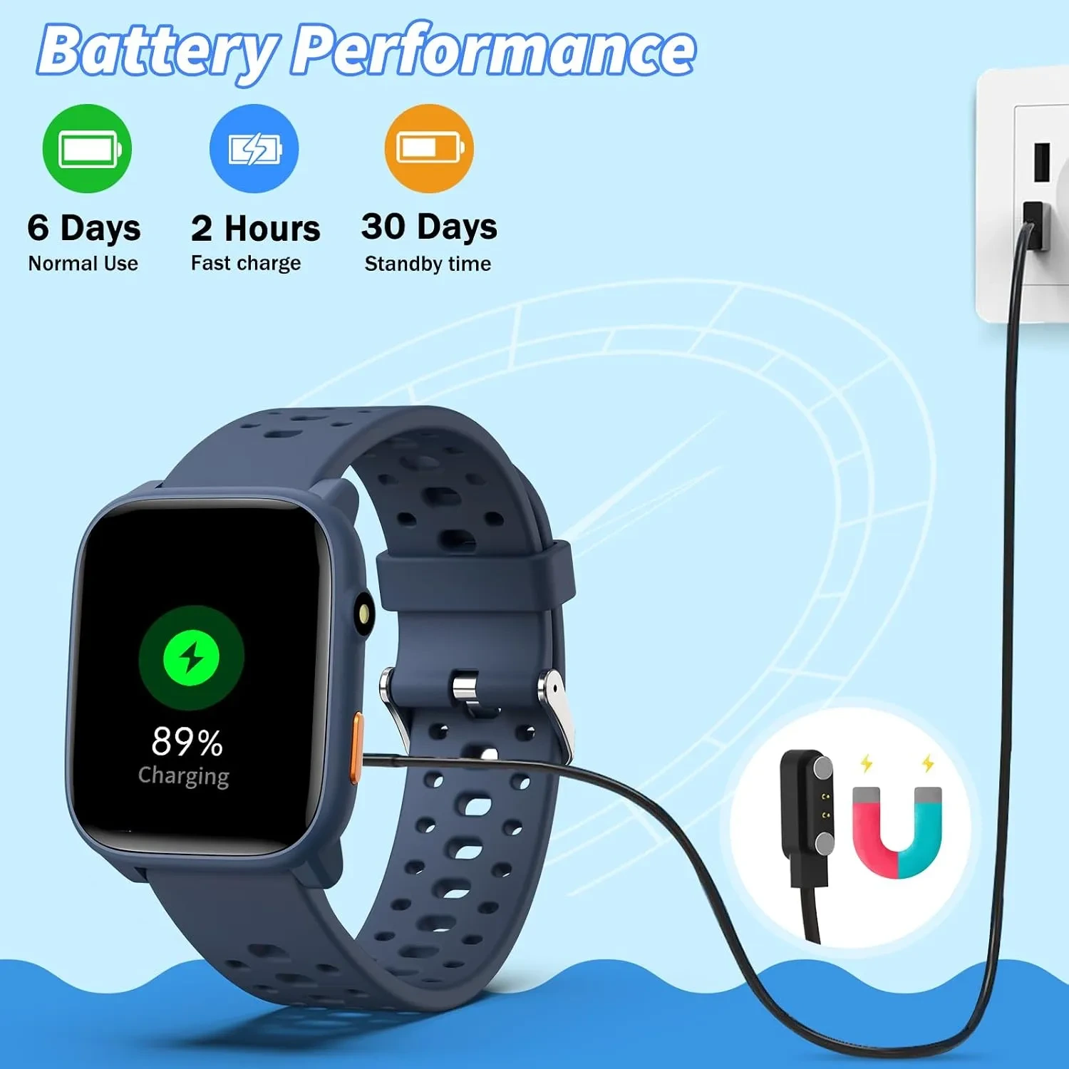 ModaWin W98 Kids Smart Watch with 12 Puzzle Games & 100+ Sport Modes - Image 3