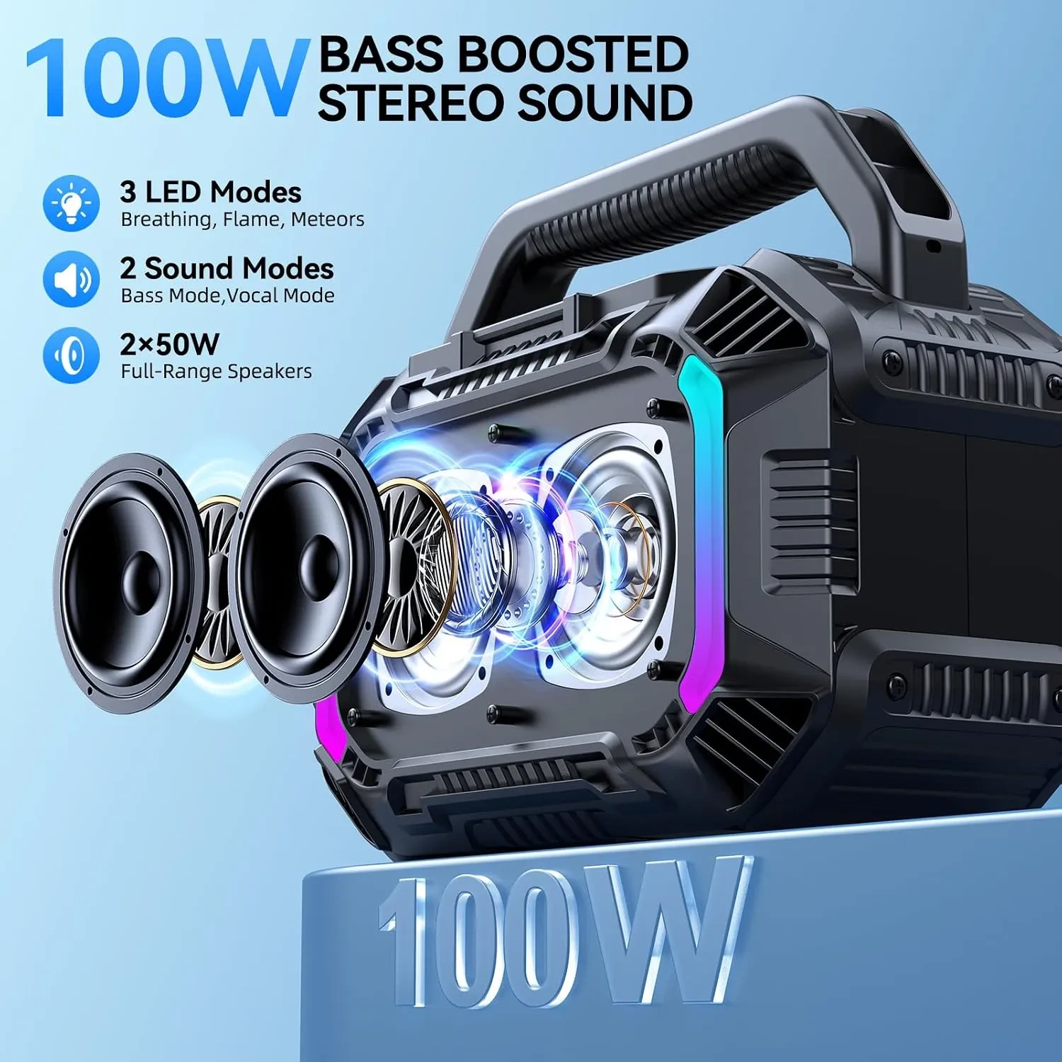 Wilody Boost10X Ultra 100W Waterproof Outdoor Portable Bluetooth Speaker - Image 11