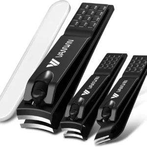 VANWIN 4-Pack German Nail Clippers Set with Glass Nail File