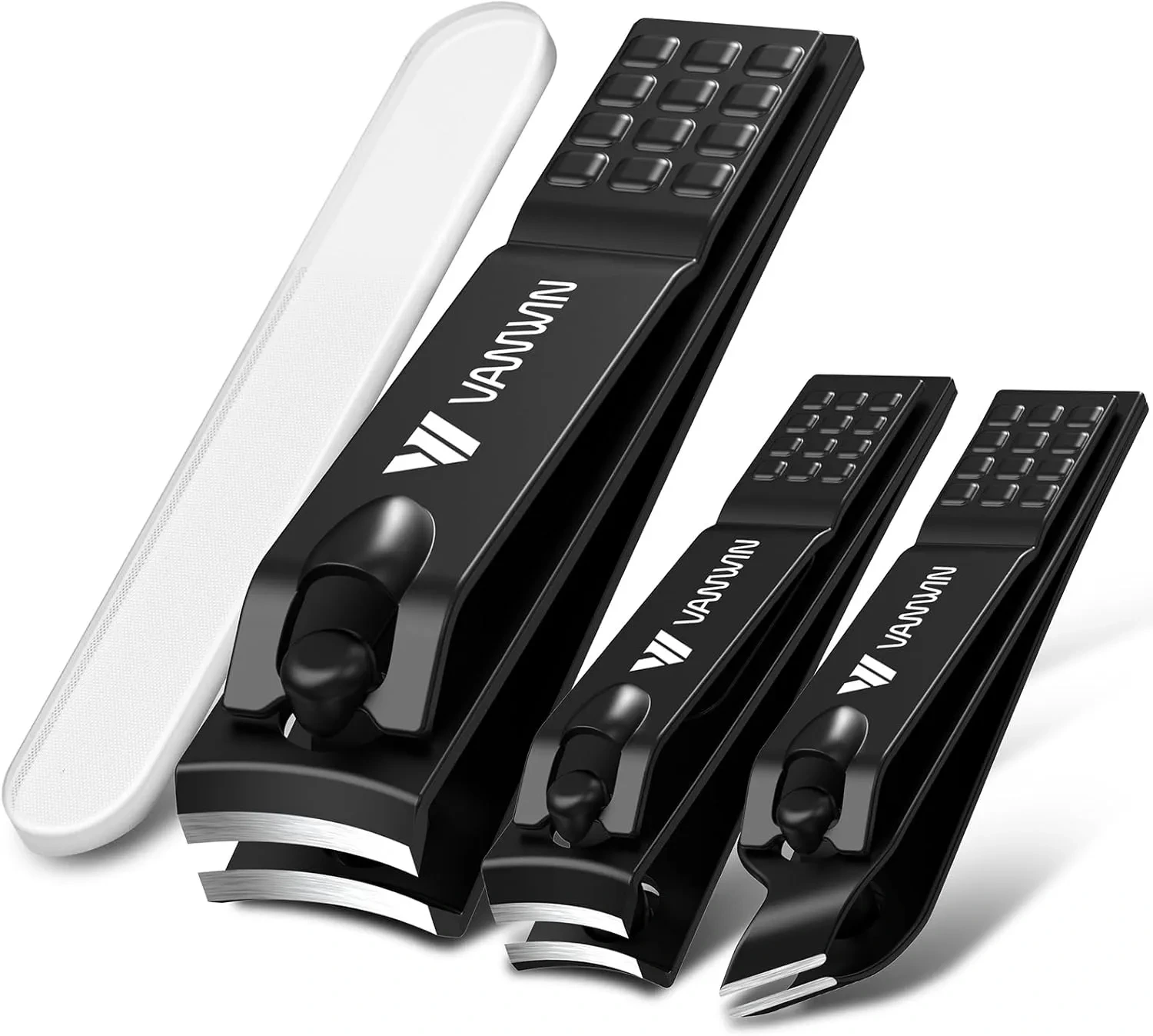 VANWIN 4-Pack German Nail Clippers Set with Glass Nail File