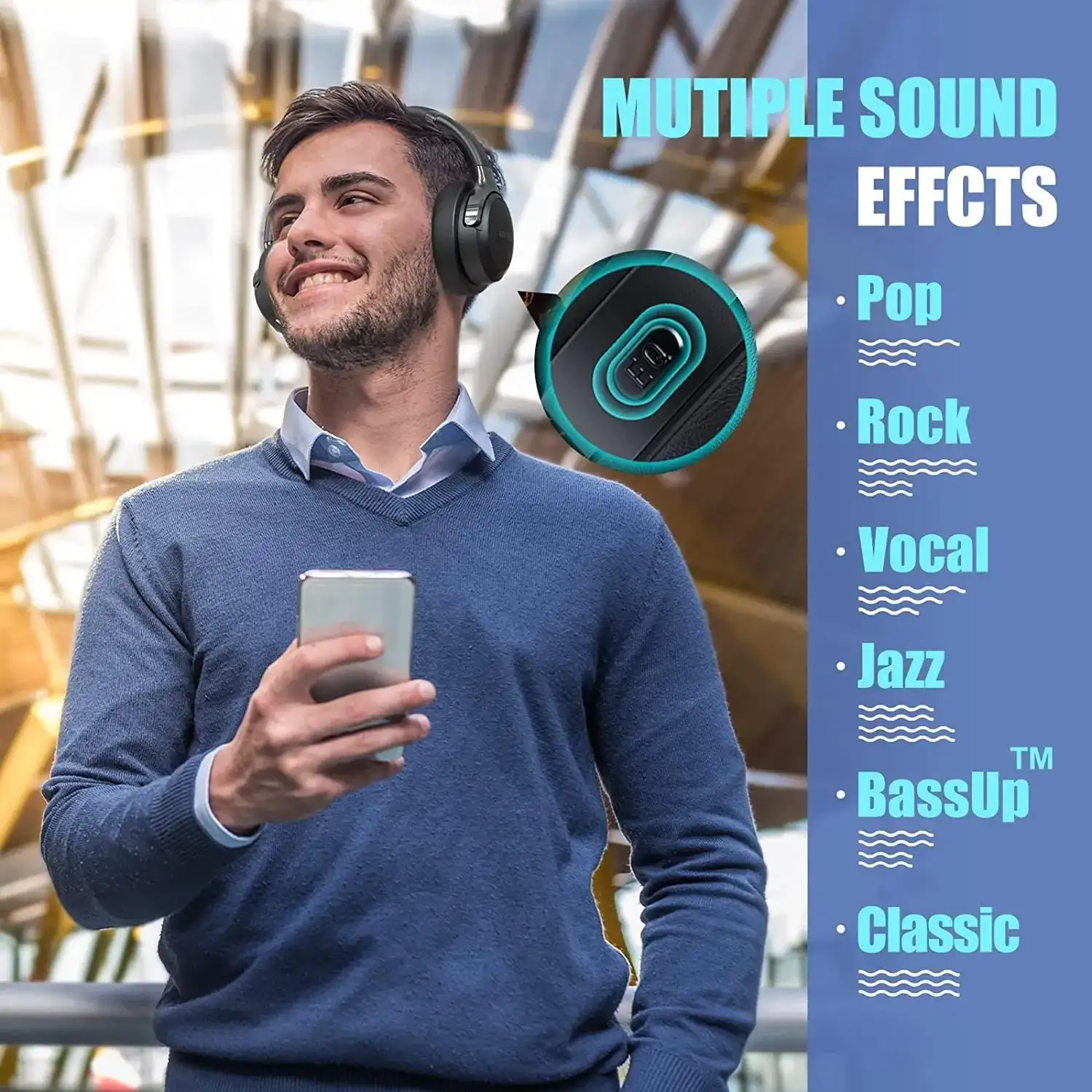 BERIBES Bluetooth Headphones Over Ear, 65H Playtime and 6 EQ Music Modes Wireless Headphones - Image 10