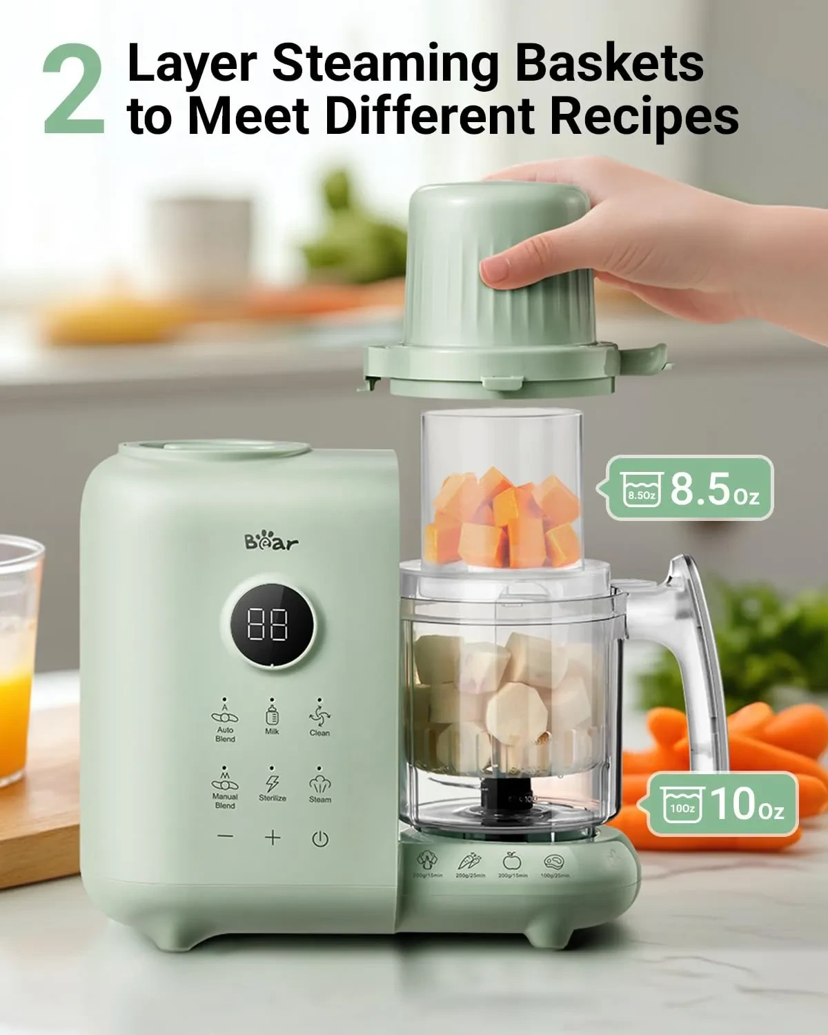 SosekiBaby Tutto 9-in-1 Baby Food Maker with Glass Bowl & Steamer - Image 10