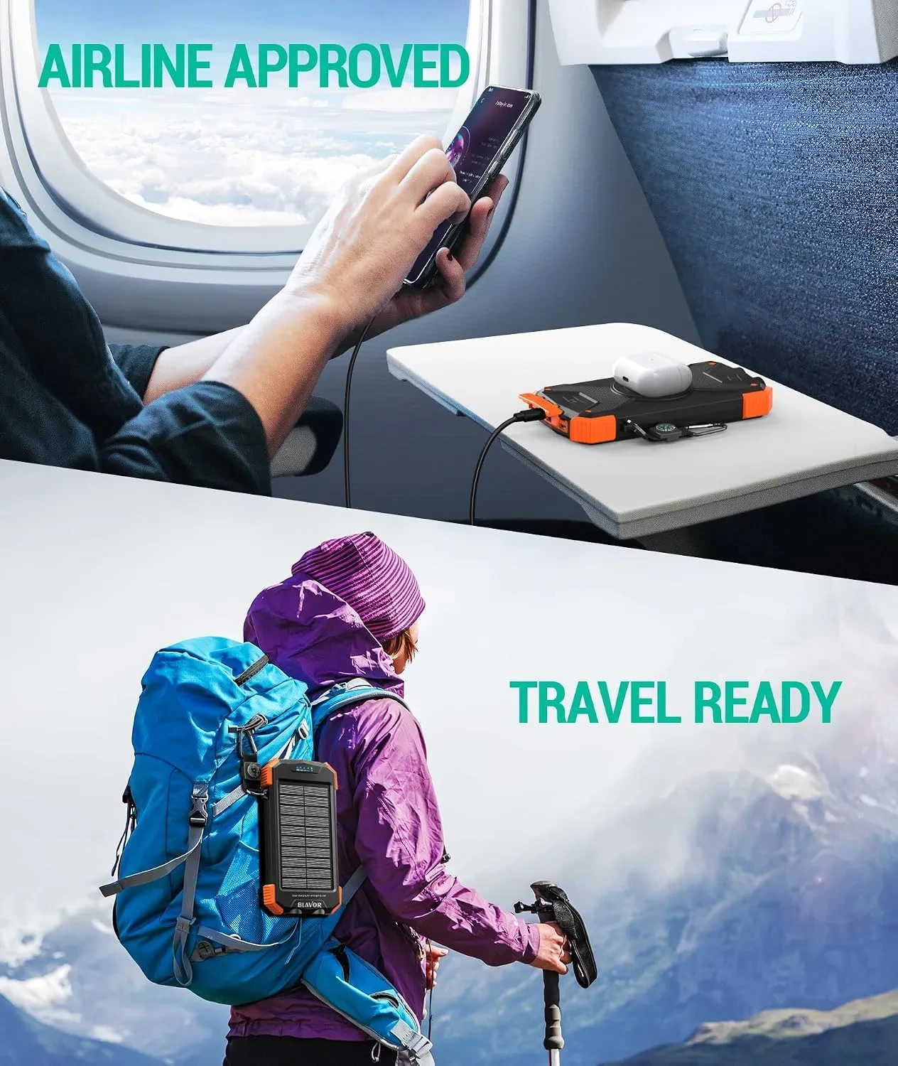 BLAVOR Solar Power Bank 10,000mAh with Wireless & 20W Fast Charging - Image 4