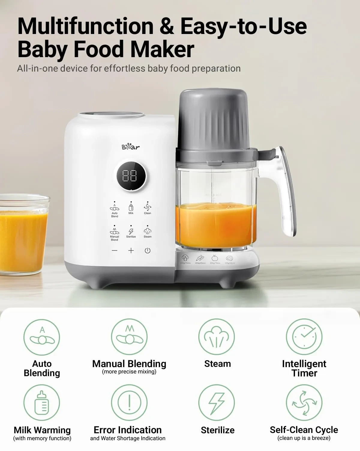 SosekiBaby Tutto 9-in-1 Baby Food Maker with Glass Bowl & Steamer - Image 14