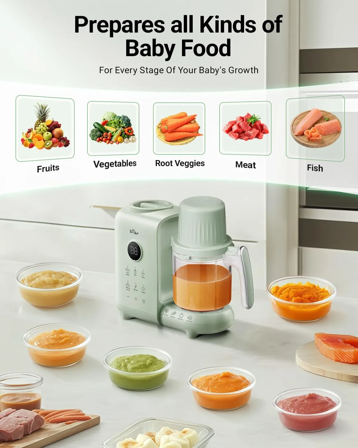 SosekiBaby Tutto 9-in-1 Baby Food Maker with Glass Bowl & Steamer - Image 9