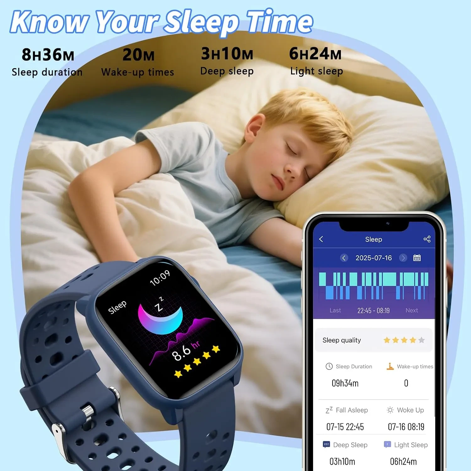 ModaWin W98 Kids Smart Watch with 12 Puzzle Games & 100+ Sport Modes - Image 4