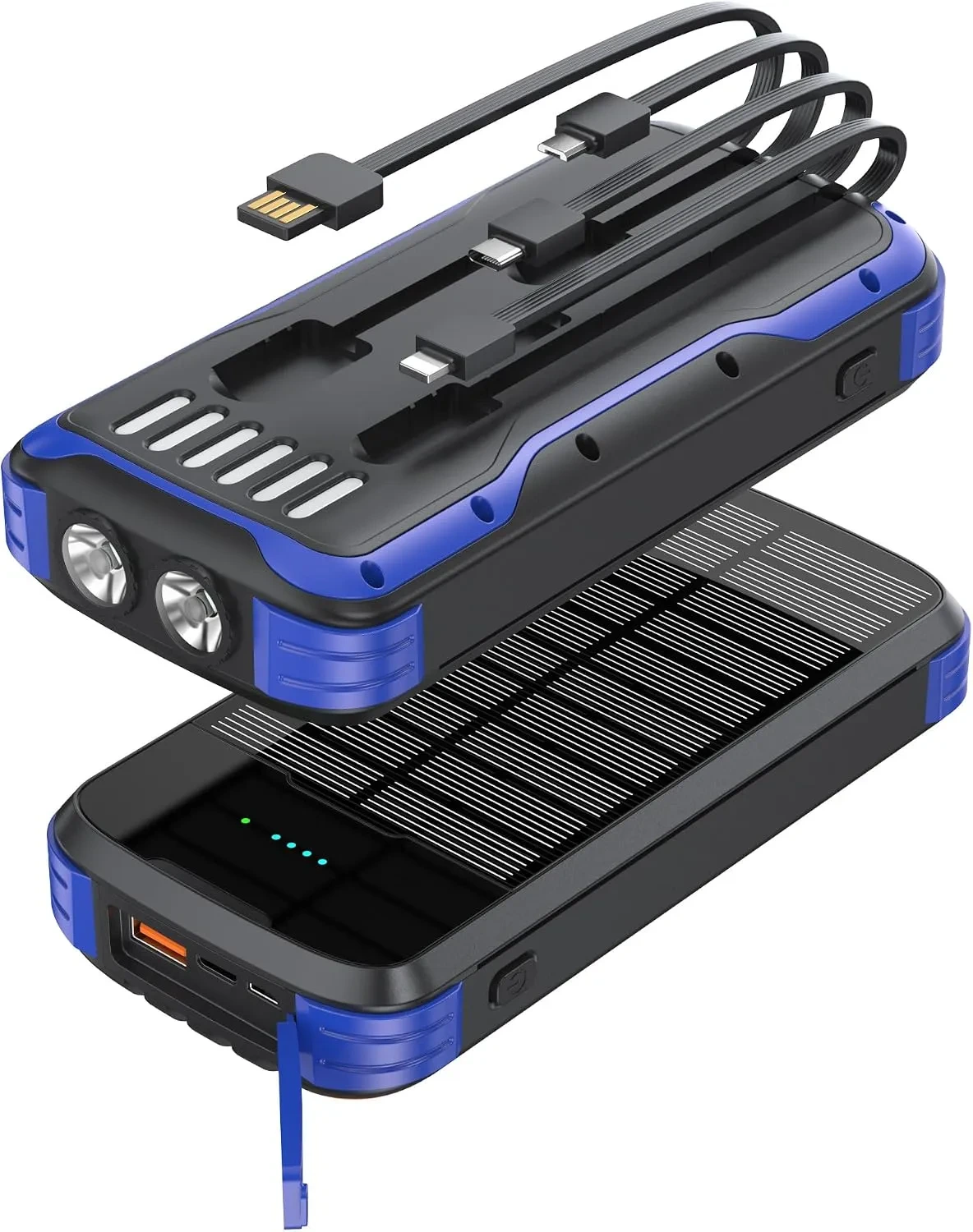 MINRISE 40000mAh Solar Power Bank with Built-in Cables & 20W PD Fast Charge - Image 3