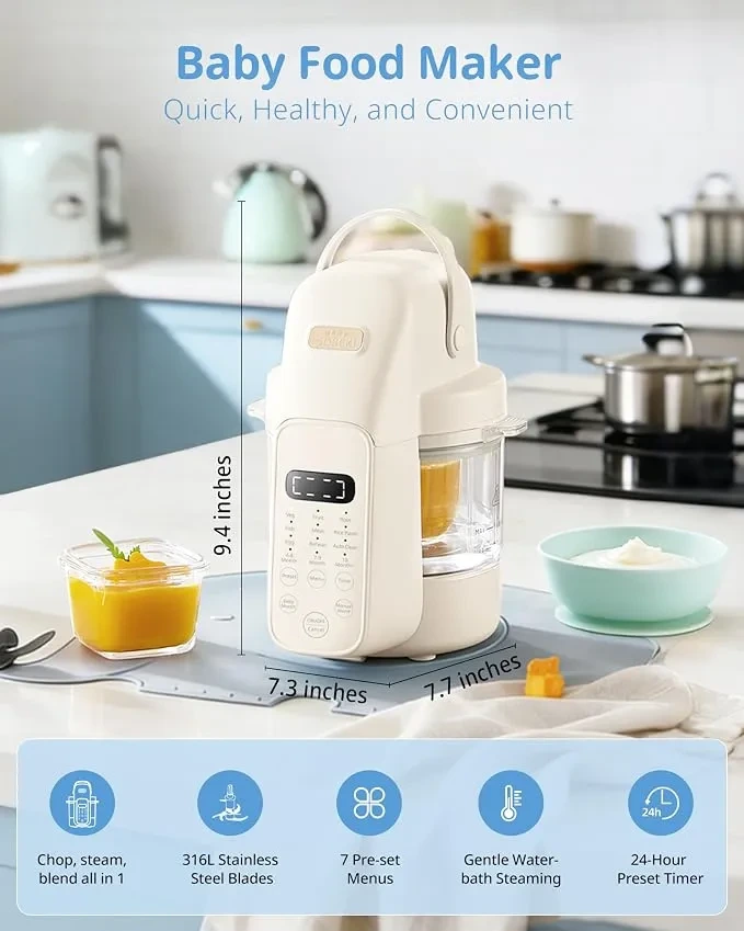 SosekiBaby Tutto 9-in-1 Baby Food Maker with Glass Bowl & Steamer - Image 4