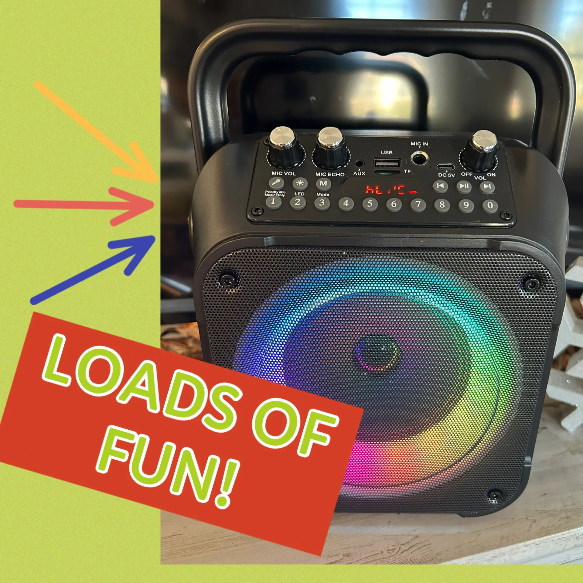 PPMIC 300W Retro Leather Karaoke Machine with 3 Microphones & Pitch Correction - Image 2
