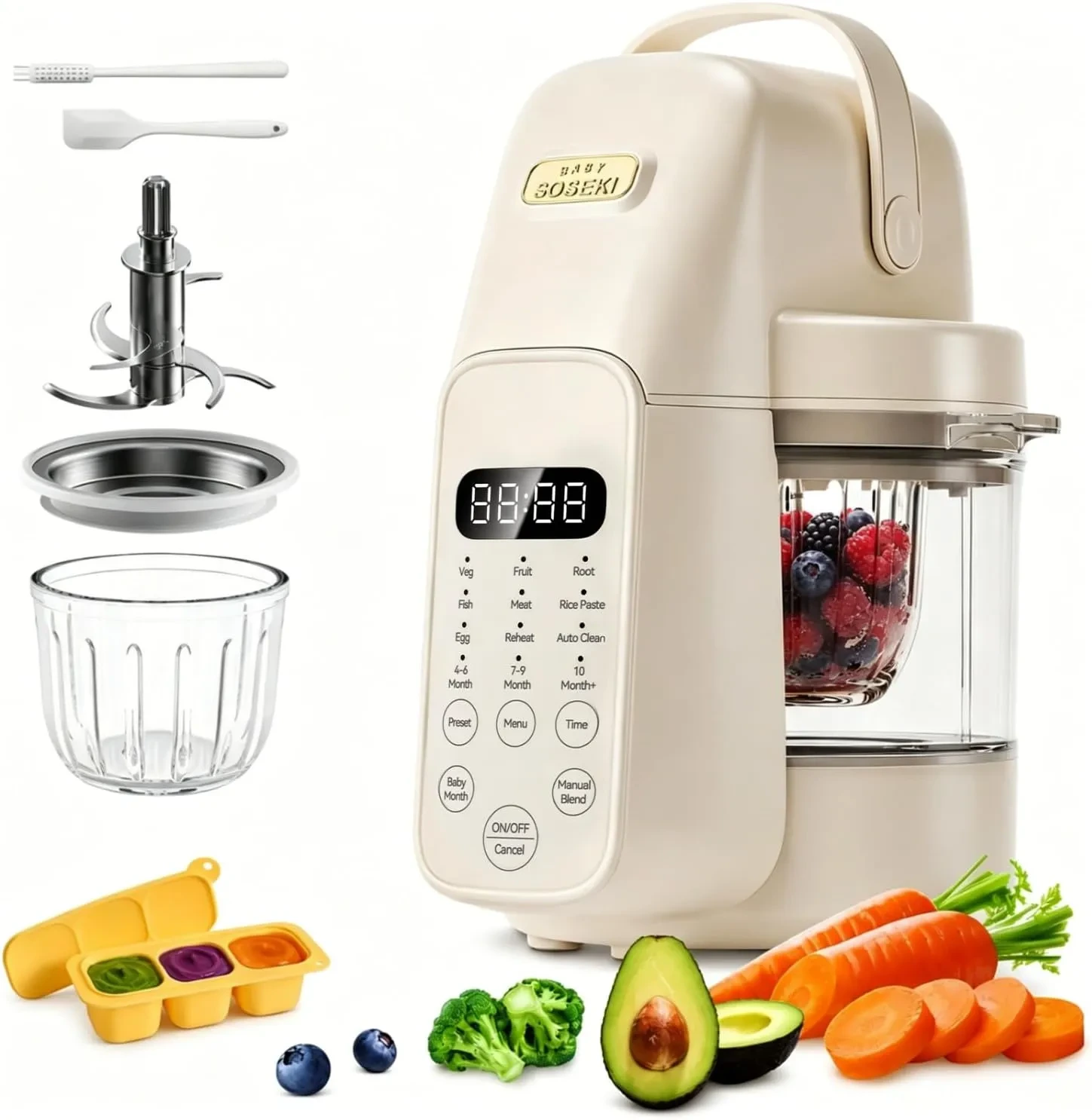 SosekiBaby Tutto 9-in-1 Baby Food Maker with Glass Bowl & Steamer