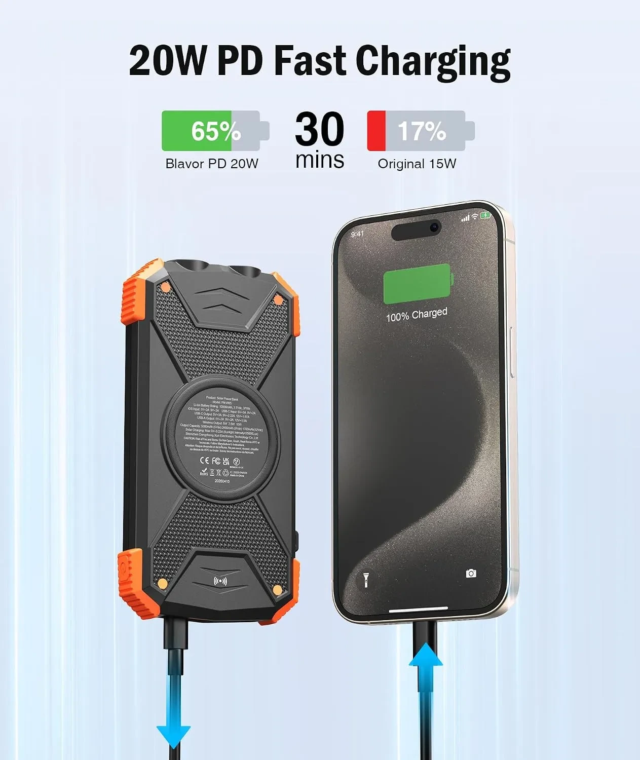 BLAVOR Solar Power Bank 10,000mAh with Wireless & 20W Fast Charging - Image 13