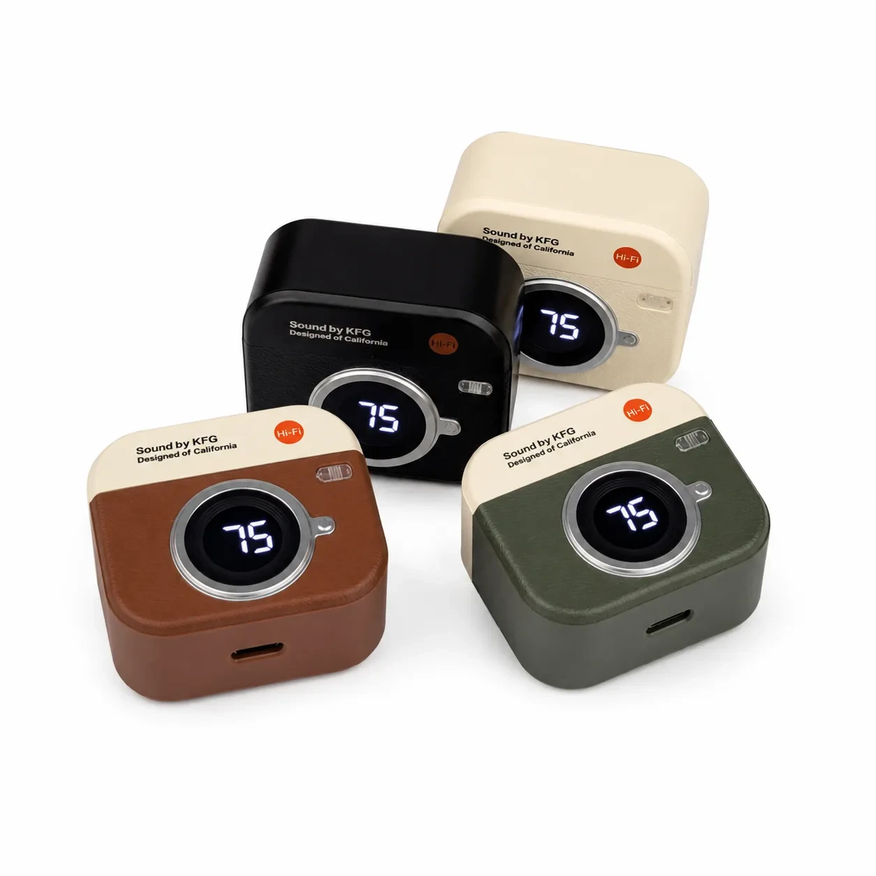 Q86 Retro Camera Design True Wireless Earbuds – Bluetooth 5.4 TWS with Leather Texture, Digital LED Display, Low Latency Gaming & ENC Noise Reduction